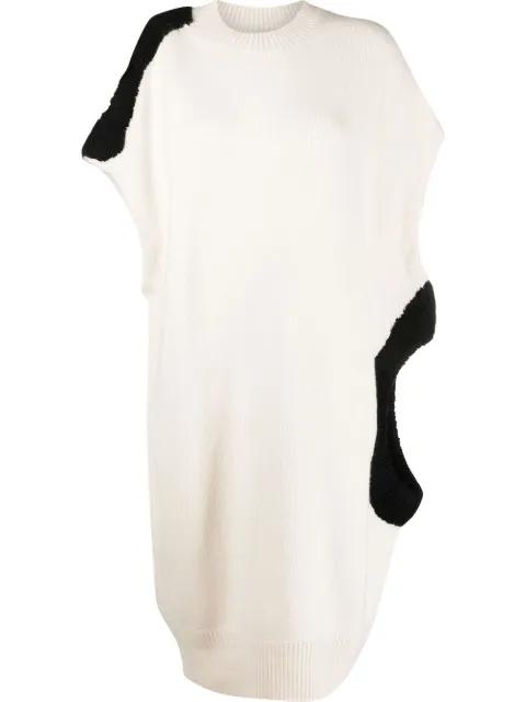 colour-block virgin wool-cashmere knitted dress by KRIZIA
