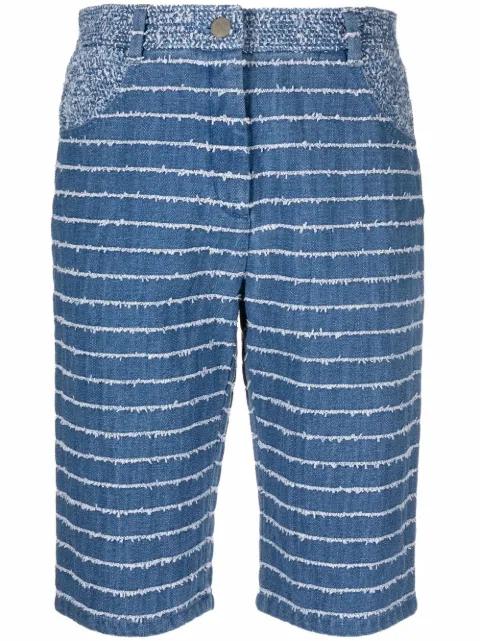 frayed-stripe bermuda shorts by KRIZIA