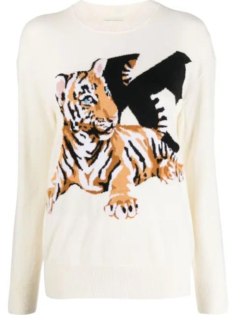 intarsia-knit tiger jumper by KRIZIA