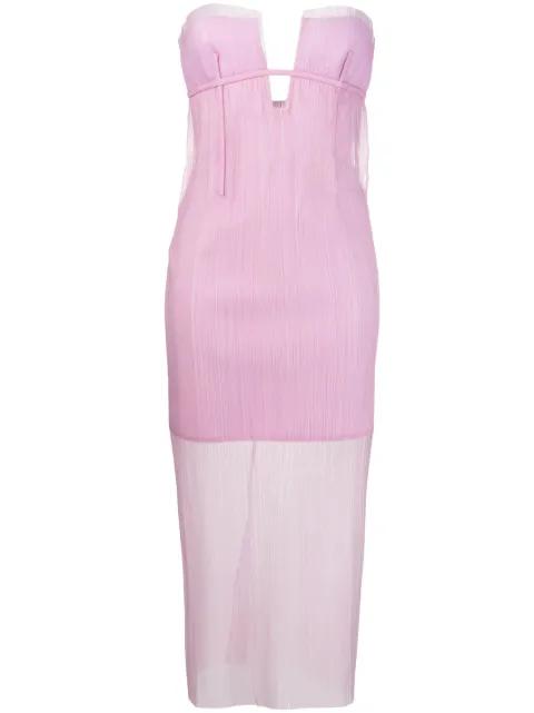 strapless cut-out silk dress by KRIZIA
