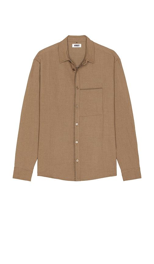 KROST Blanket Stitch Shirt in Brown by KROST