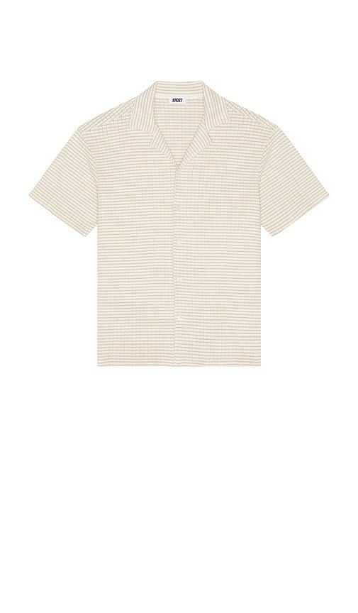 KROST Checkered Knit Bowling Shirt in Cream by KROST