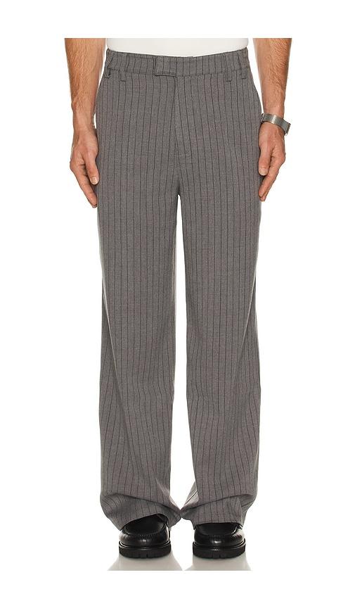 KROST Herringbone Pleated Trousers in Grey by KROST