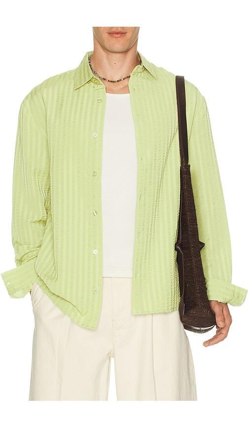 KROST Jordan Striped Wrinkle Shirt in Green by KROST