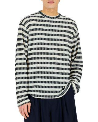 Regular Fit Knit Stripe Crewneck Sweater by KROST