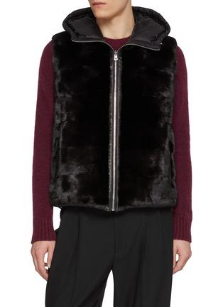 Hooded Reversible MInk Fur Puffer Vest by KRUF
