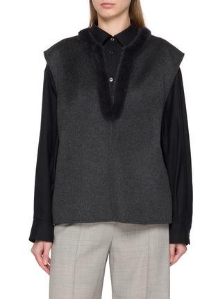 Mink Fur Trim Wool Alpaca Vest by KRUF