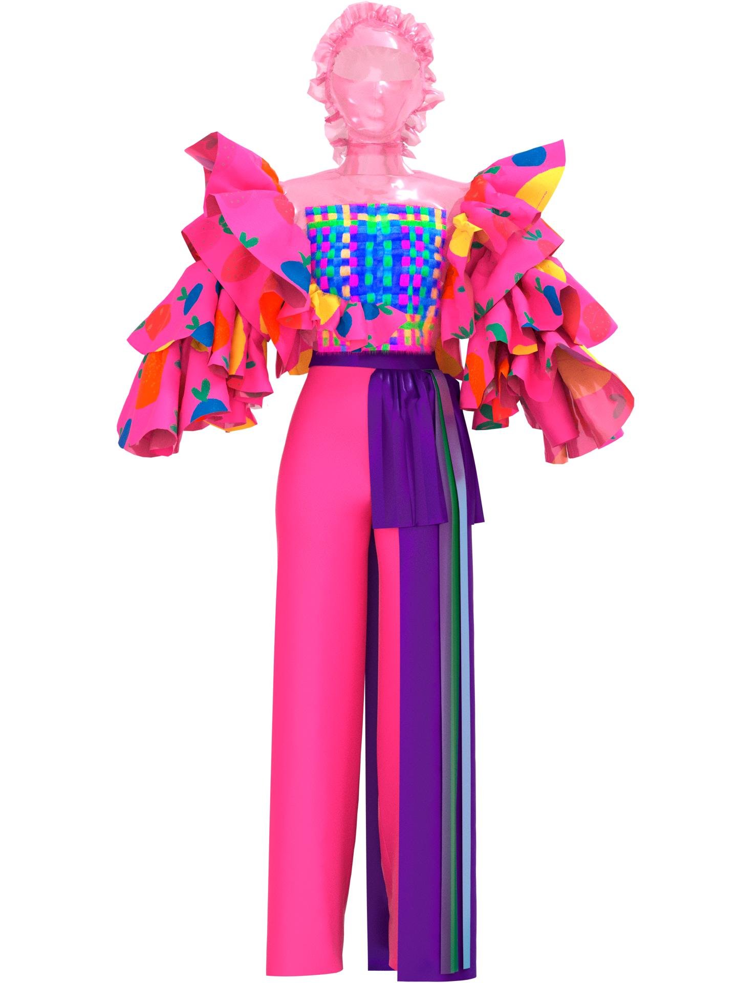 Pink balaclava outfit by KSENIA LAZARENKO