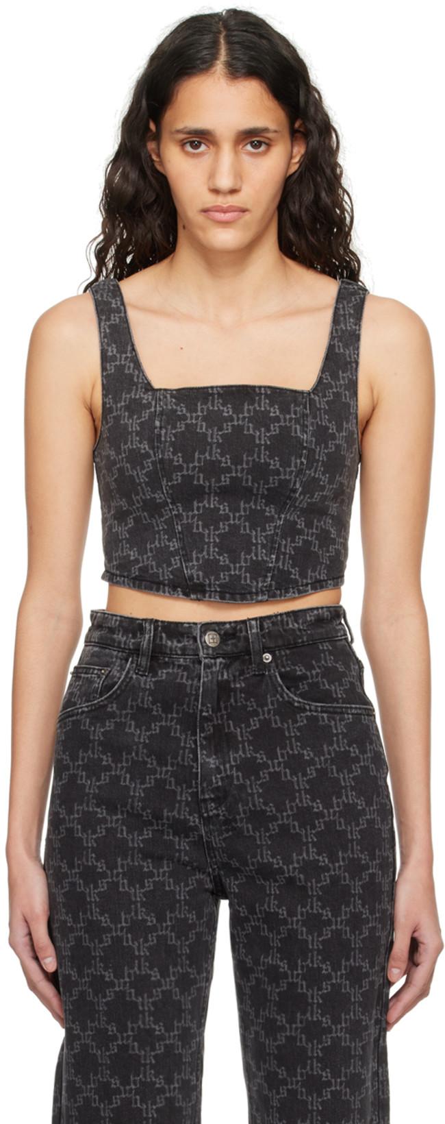 Black Merge Denim Tank Top by KSUBI