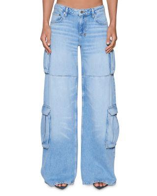 Dropout Low Rise Cargo Jeans in Denim by KSUBI