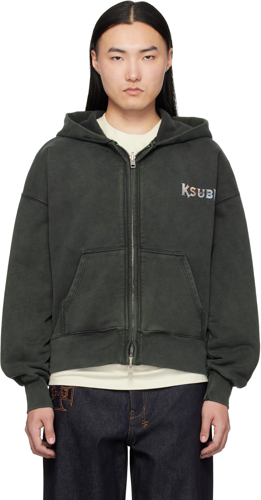 Gray Death Snake Halen Zip Hoodie by KSUBI