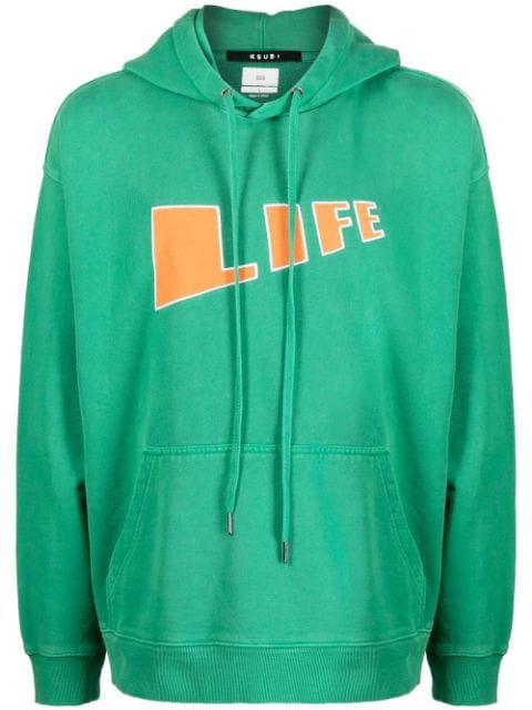 'Life' cotton drawstring hoodie by KSUBI