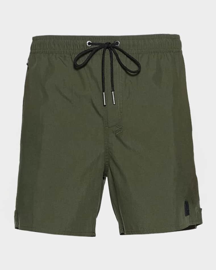 Men's 1999 Cotton and Nylon Logo Patch Swim Trunks by KSUBI