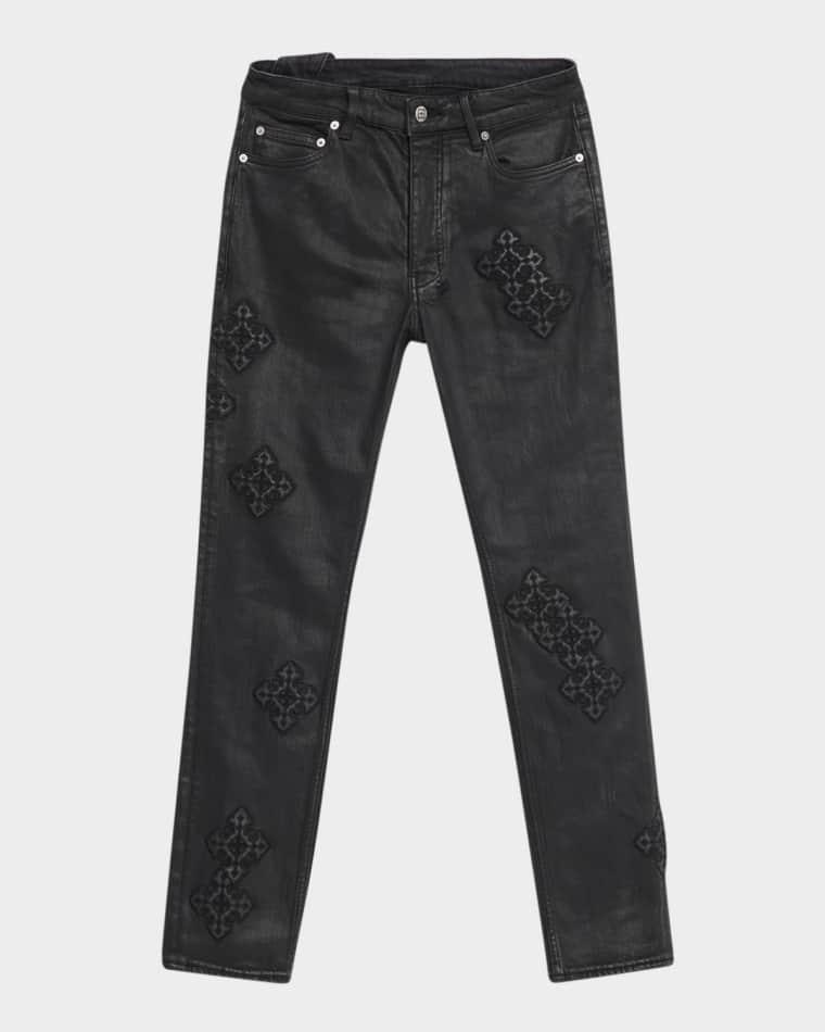 Men's Chitch Backstage Stardom Embroidered Black Denim Jeans by KSUBI
