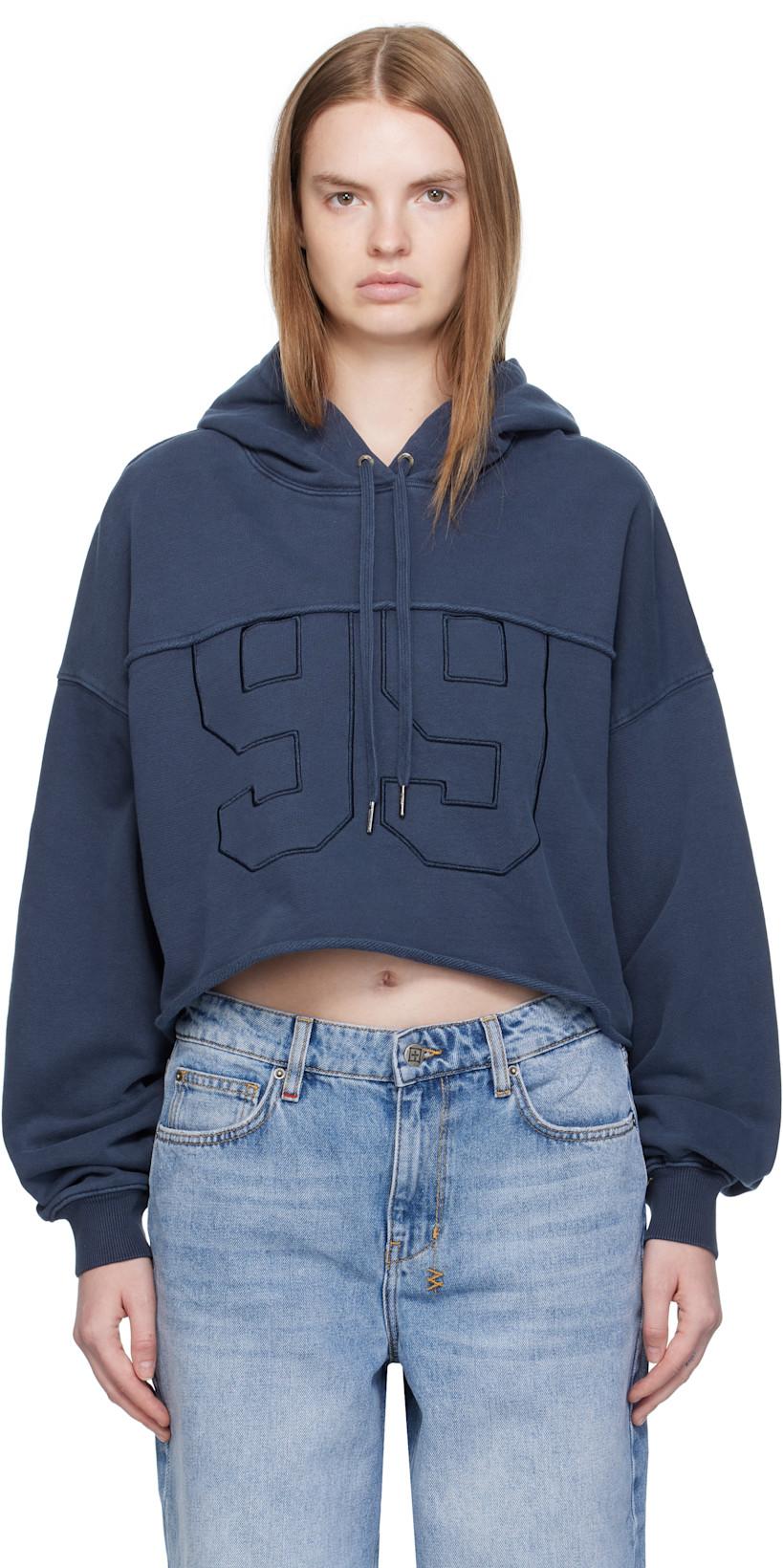 Navy Oh G Cropped Hoodie by KSUBI