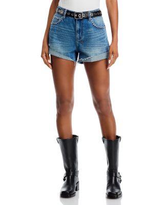 Texas Blue Studded Slouch Shorts by KSUBI