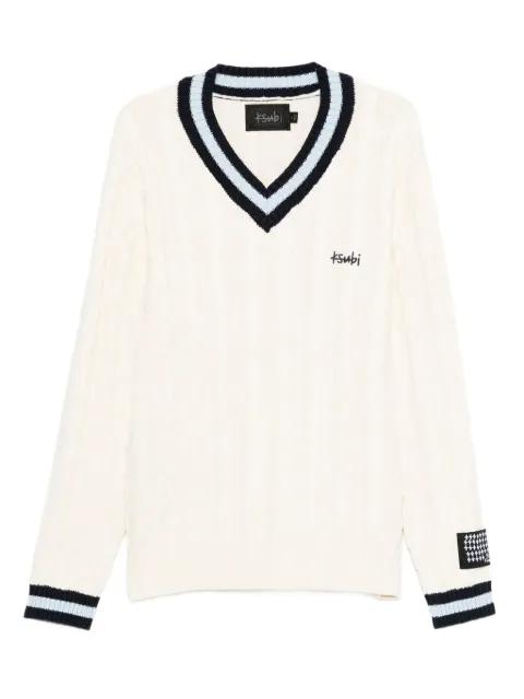 cable-knit V-neck sweater by KSUBI