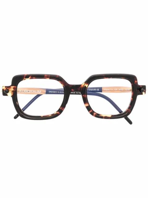 tortoiseshell-effect square-frame glasses by KUBORAUM