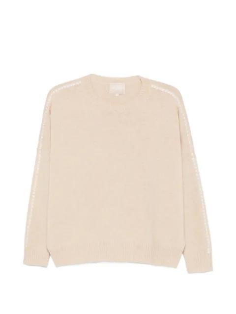 Amelina whipstitch-trim sweater by KUJTEN