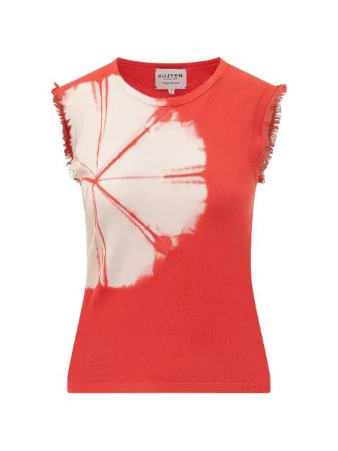 Lallu Circle tie-dye frayed tank top by KUJTEN