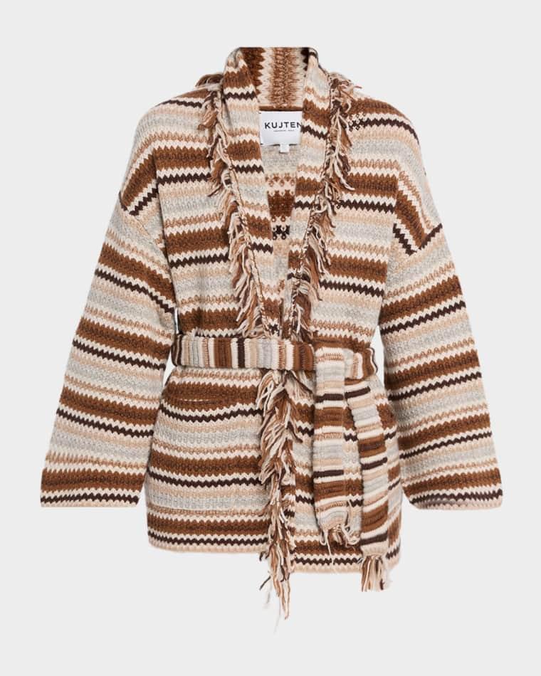 Zaina Zig-Zag Cashmere Cardigan by KUJTEN