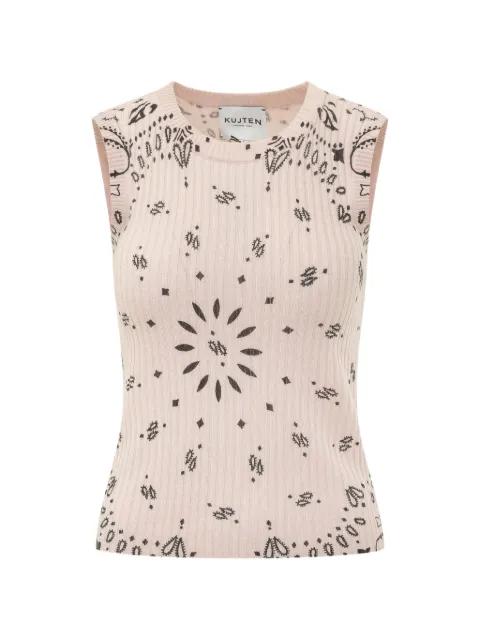 paisley-print ribbed-knit tank top by KUJTEN
