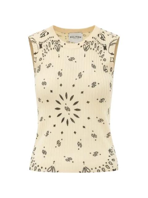 ribbed paisley-print top by KUJTEN