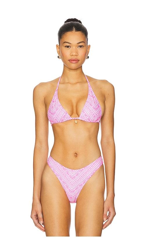 Kulani Kinis Classic Tie Halter Bikini Top in Pink by KULANI KINIS