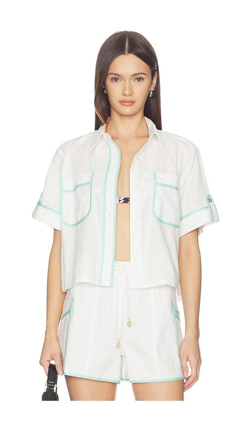 Kulani Kinis Cropped Button Up Shirt in White by KULANI KINIS
