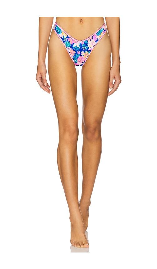 Kulani Kinis High Leg Thong Bikini Bottom in Blue by KULANI KINIS