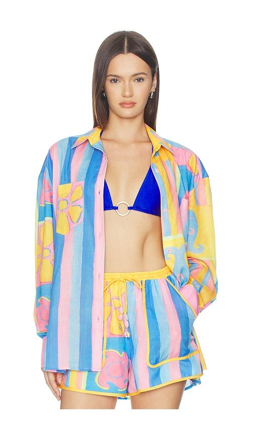 Kulani Kinis Long Sleeve Beach Shirt in Orange,Blue by KULANI KINIS