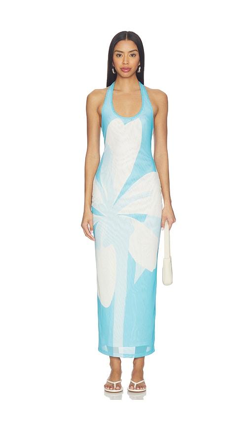 Kulani Kinis Mesh Halter Maxi Dress in Blue by KULANI KINIS