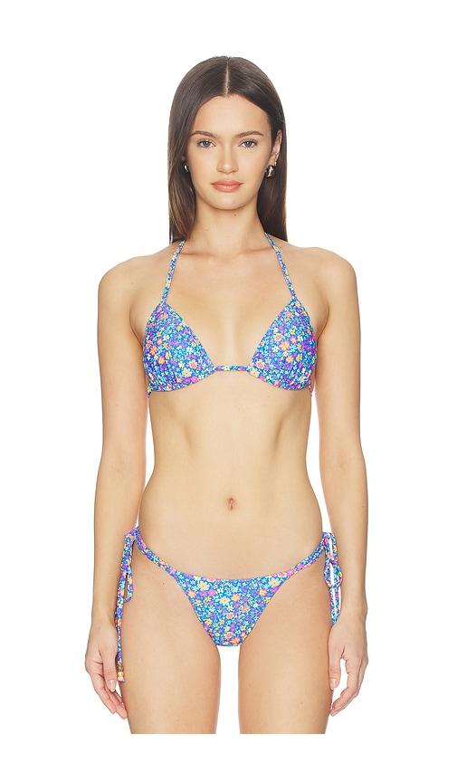 Kulani Kinis Padded Bind Triangle Bikini Top in Blue by KULANI KINIS