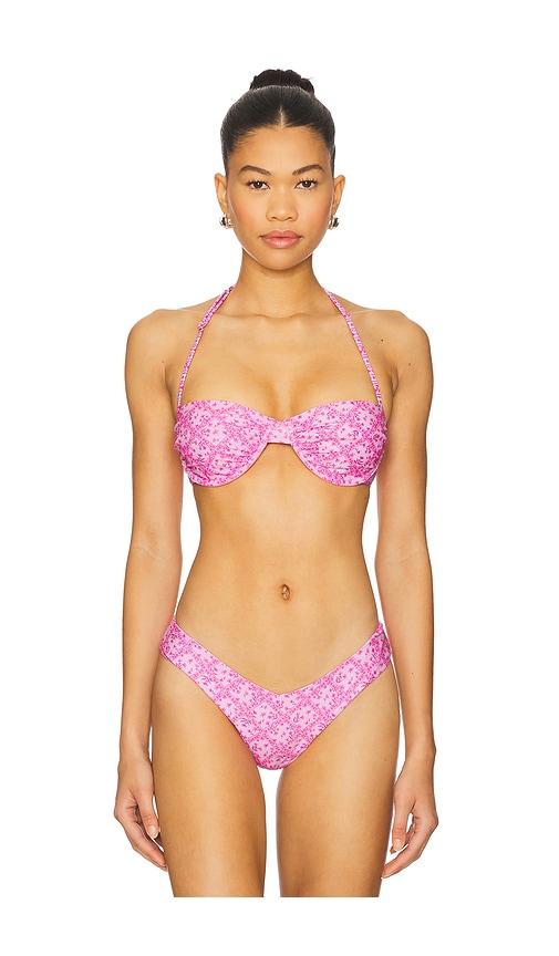 Kulani Kinis Retro Balconette Bra Bikini Top in Pink by KULANI KINIS