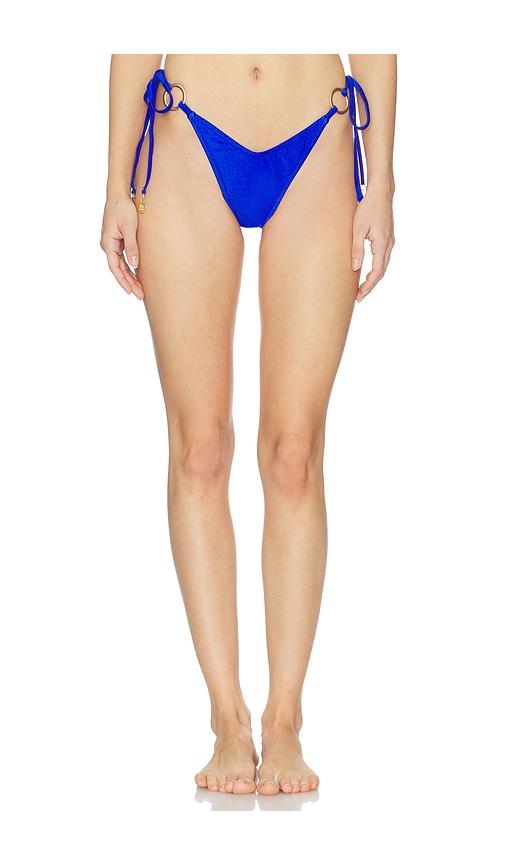 Kulani Kinis Ring Cheeky Tie Bikini Bottom in Blue by KULANI KINIS
