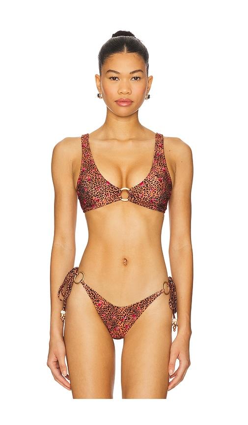Kulani Kinis Ring Contour Crop Bikini Top in Brown by KULANI KINIS
