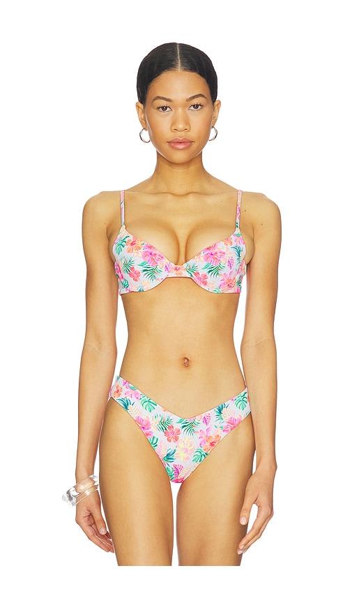 Kulani Kinis Slim Underwire Bikini Top in Pink,White by KULANI KINIS