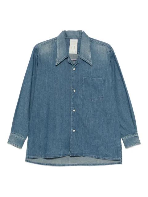chest-pocket denim shirt by KURO