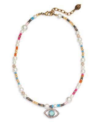 Boho Evil Eye Mixed Bead Pendant Necklace by KURT GEIGER