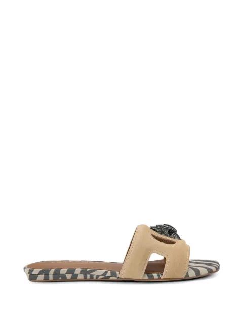 Eagle-head zebra-print slides by KURT GEIGER