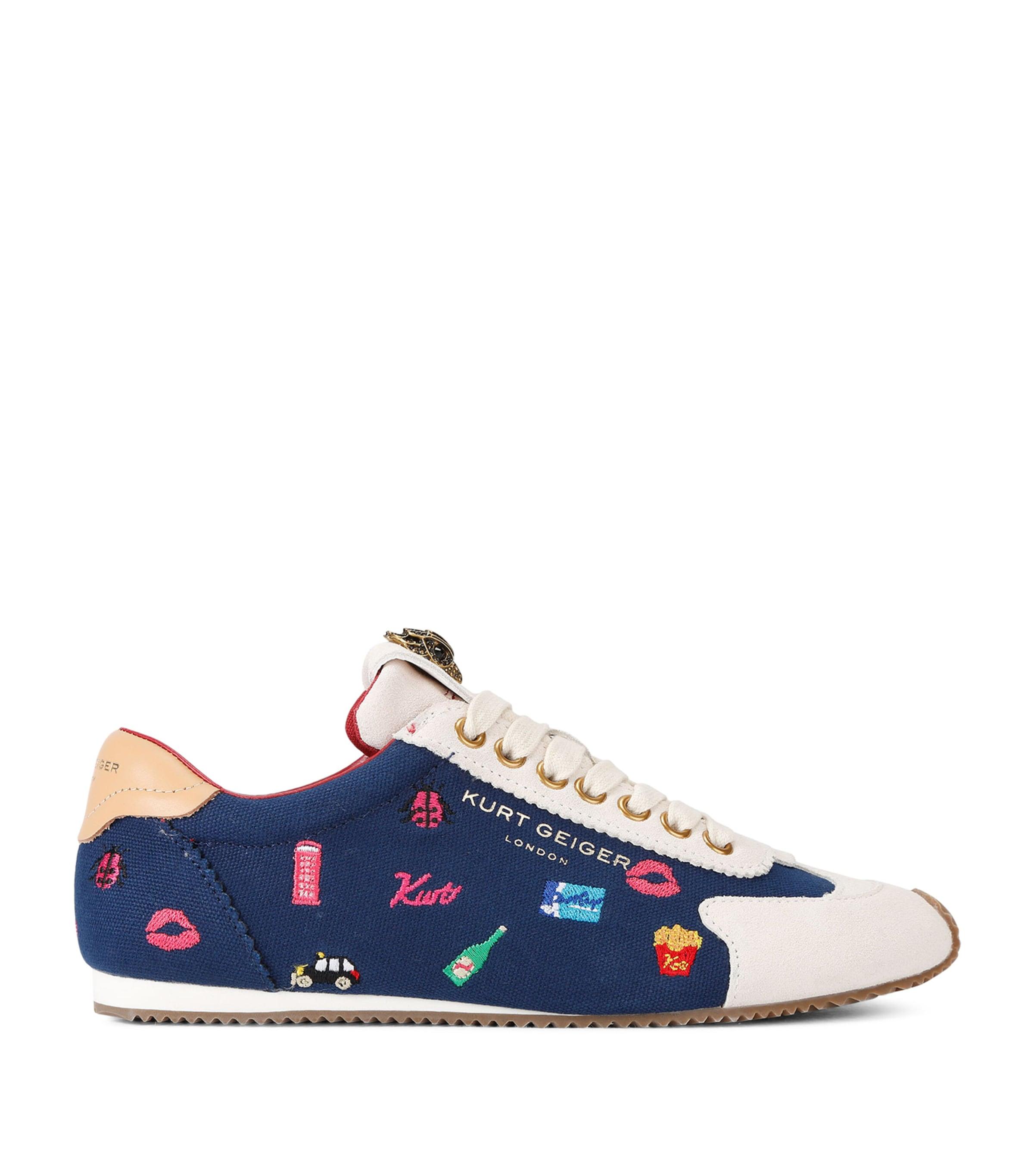 Kurt Geiger London Canvas Embroidered Islington Sneakers by KURT GEIGER