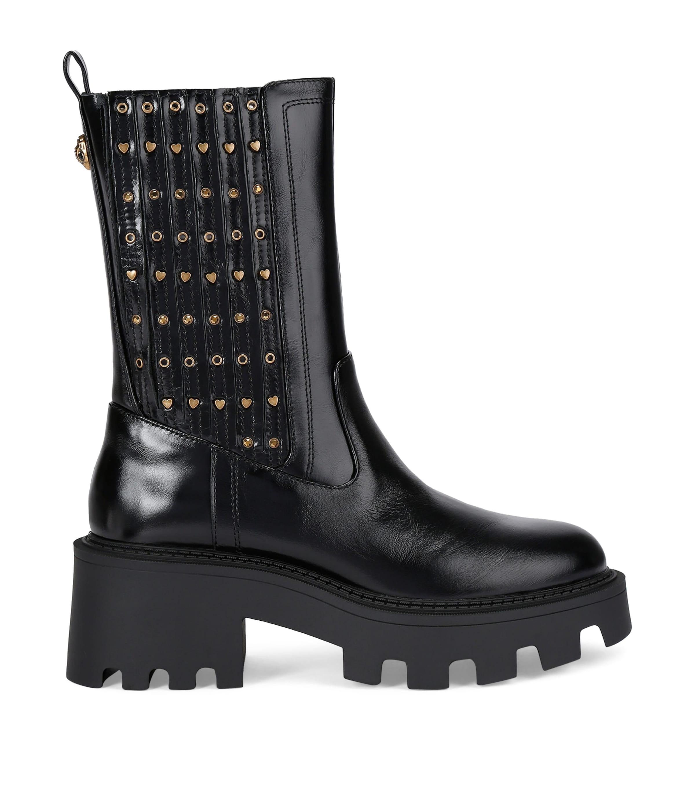 Kurt Geiger London Patent Leather Studded Chelsea Ankle Boots by KURT GEIGER
