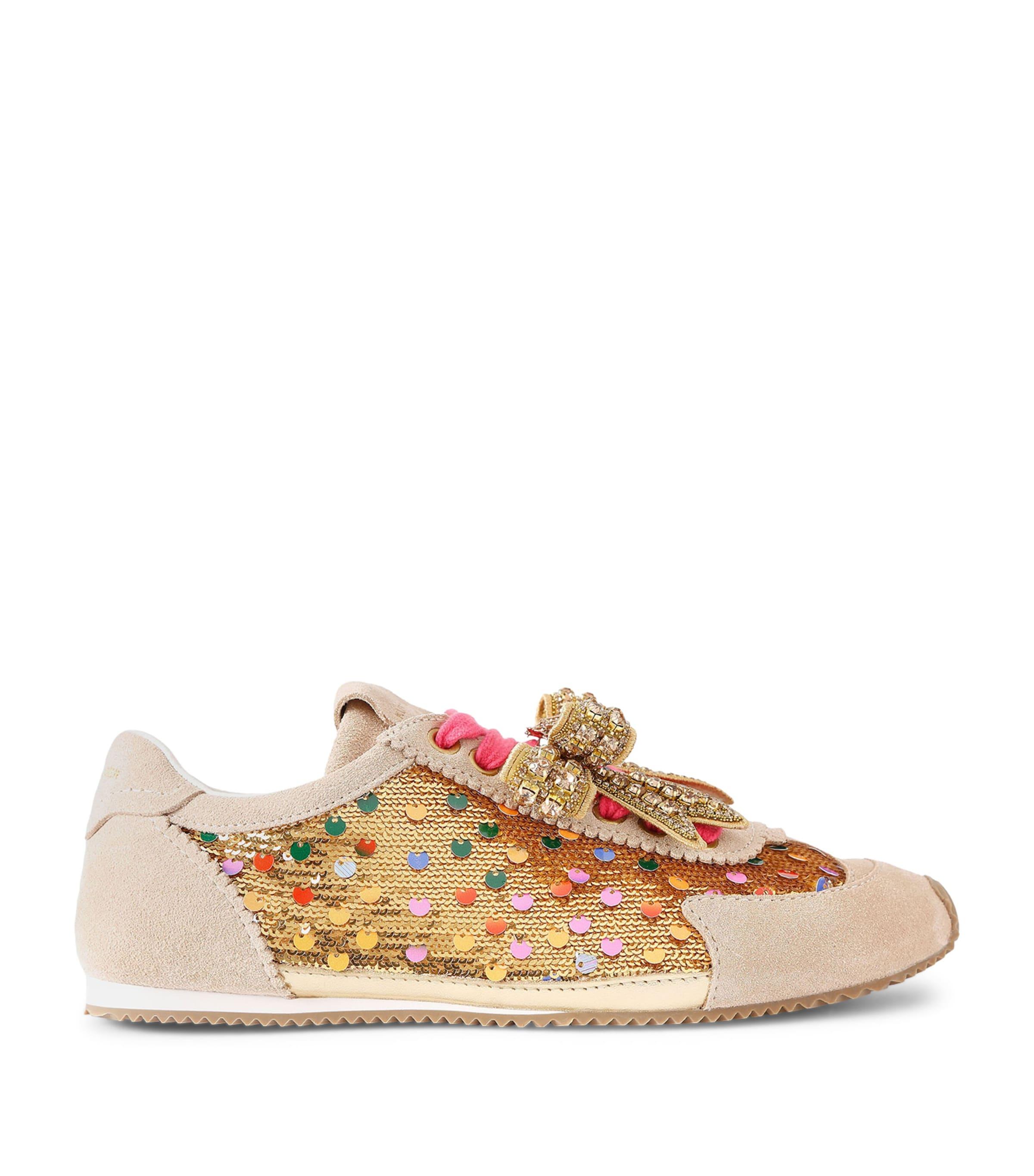 Kurt Geiger London Suede Embellished Bow Islington Sneakers by KURT GEIGER