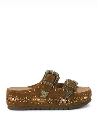 Women's Western Buckle Flatform Sandals by KURT GEIGER