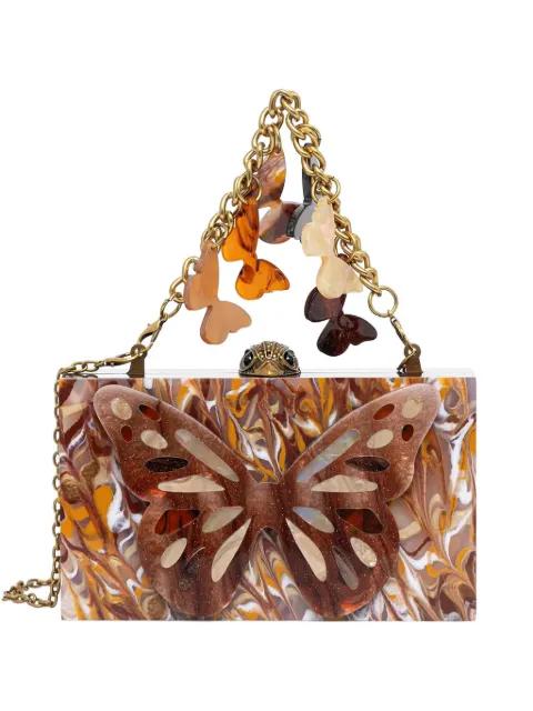 butterfly-embellished marbled clutch bag by KURT GEIGER