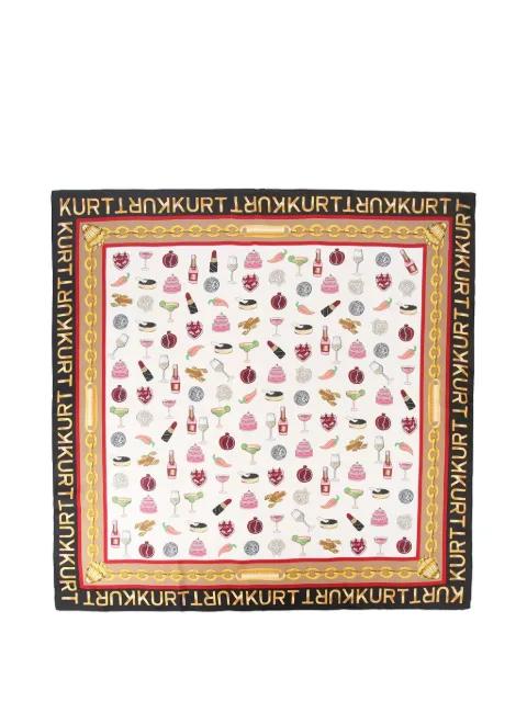 graphic-print logo-border scarf by KURT GEIGER