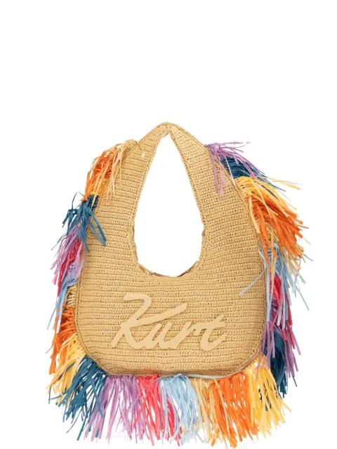 large Kurt Hobo fringe-details logo-embroidered tote bag by KURT GEIGER large Kurt Hobo fringe-details logo-embroidered tote bag by KURT GEIGER