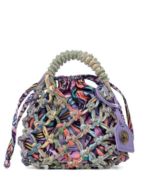 small Macrame crystal-embellished bucket bag by KURT GEIGER