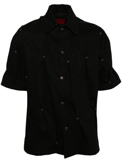 Multi-Rivet denim short sleeves shirt by KUSIKOHC