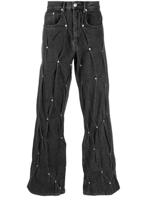 Multi-Rivet straight-leg jeans by KUSIKOHC
